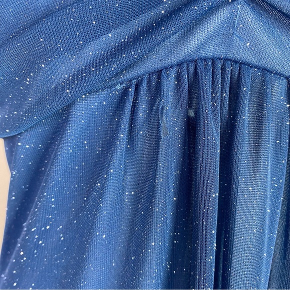 Vintage Finesse Blue Glittery Halter Cocktail Dress - Picture 7 of 10